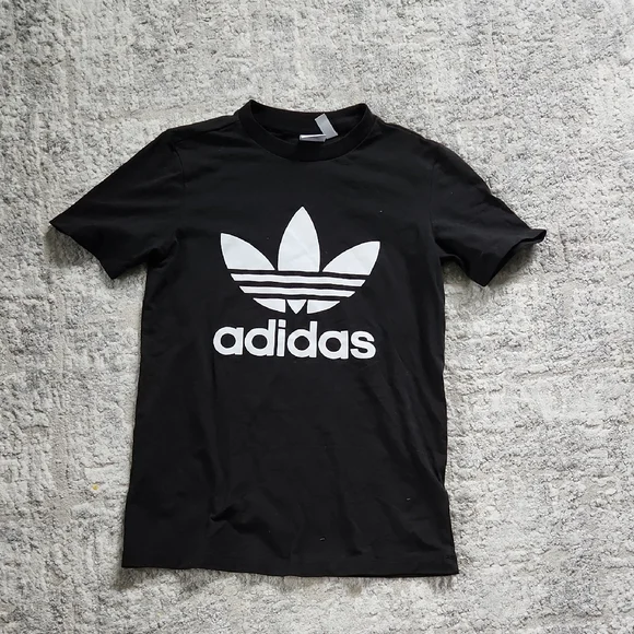 Adidas Black Tee with White Trefoil Logo Size Small - Picture 1 of 5